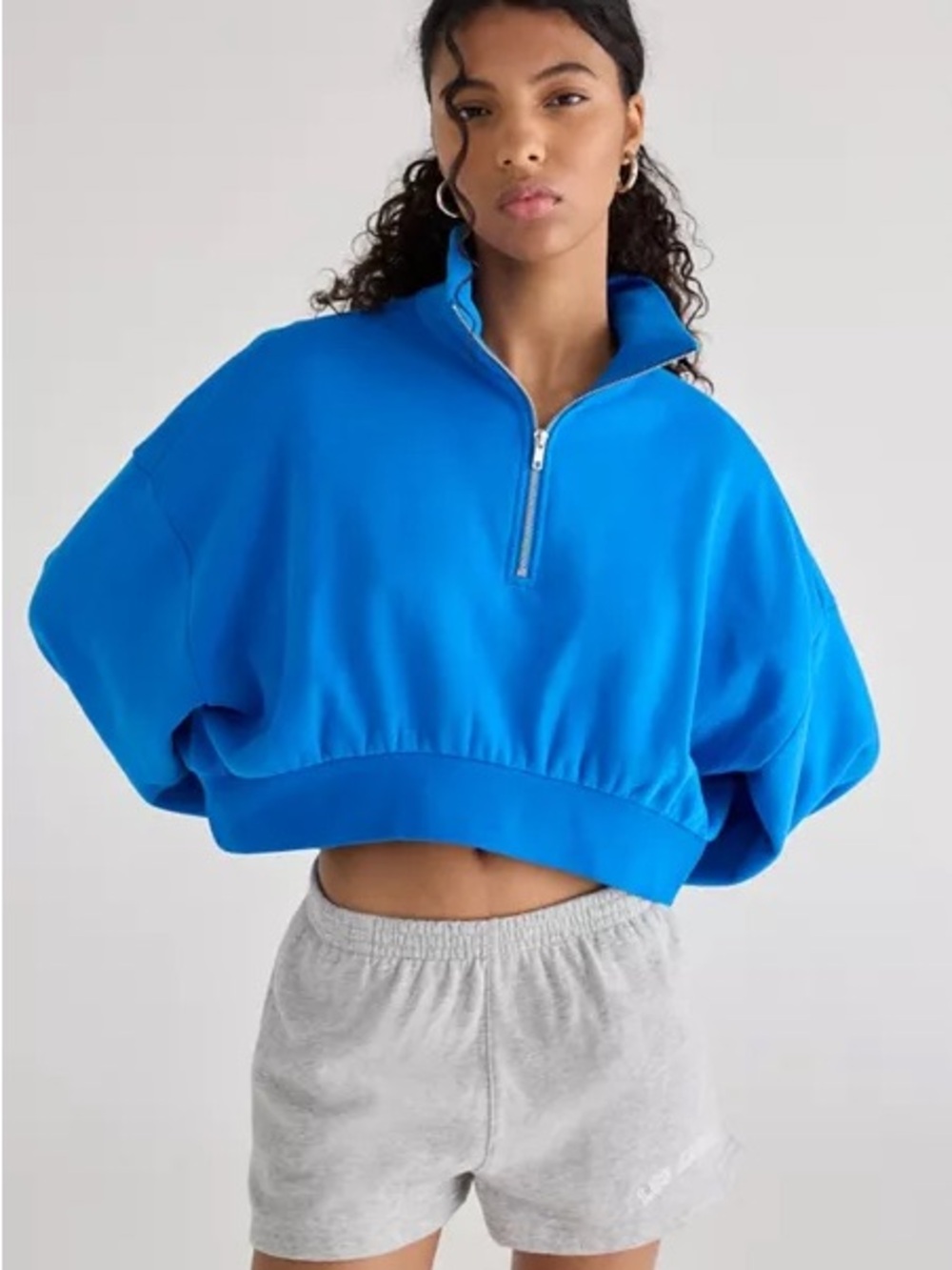 Out from Under Take it easy cropped quarter zip Urban Outfitters exclusive -blue